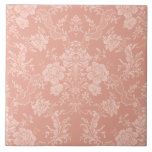 Elegant Romantic Chic Floral Damask-Peach Tile<br><div class="desc">Elegant vintage-inspired floral damask design featuring chic monochrome light-on-dark pastel peach flowers,  leafy scrolls and swags of delicate lacy ribbons. This pattern is seamless and can be scaled up or down.</div>