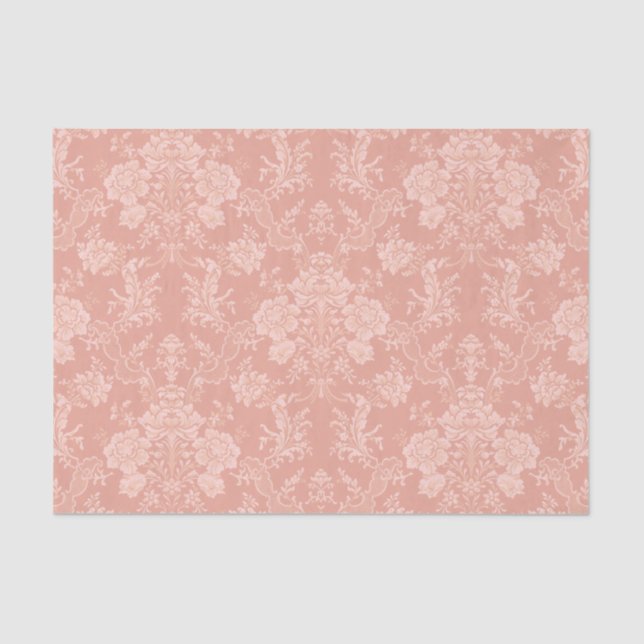 Elegant Romantic Chic Floral Damask-Peach Tissue Paper (Front)