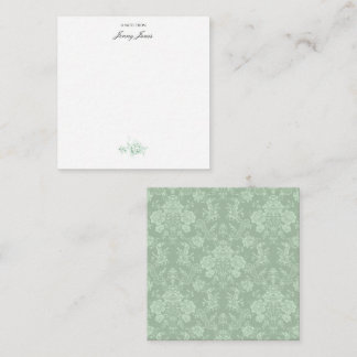 Elegant Romantic Chic Floral Damask-Sage Green Card