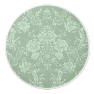 Elegant Romantic Chic Floral Damask-Sage Green Ceramic Knob