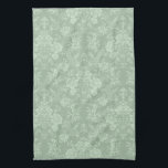 Elegant Romantic Chic Floral Damask-Sage Green Tea Towel<br><div class="desc">Elegant vintage-inspired floral damask design featuring chic monochrome light-on-dark sage green flowers,  leafy scrolls and swags of delicate lacy ribbons. This pattern is seamless and can be scaled up or down.</div>