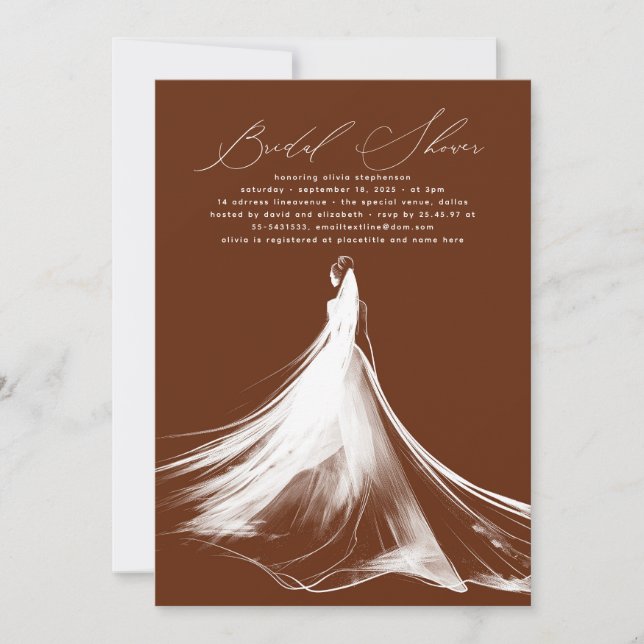 Elegant Romantic Chic Terracotta Bridal Shower Invitation (Front)