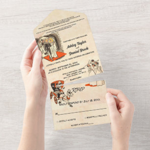 Elegant Romantic Couple Comic Book-Themed Wedding All In One Invitation
