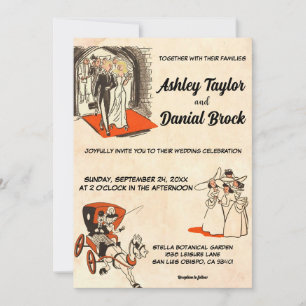 Elegant Romantic Couple Comic Book-Themed Wedding Invitation