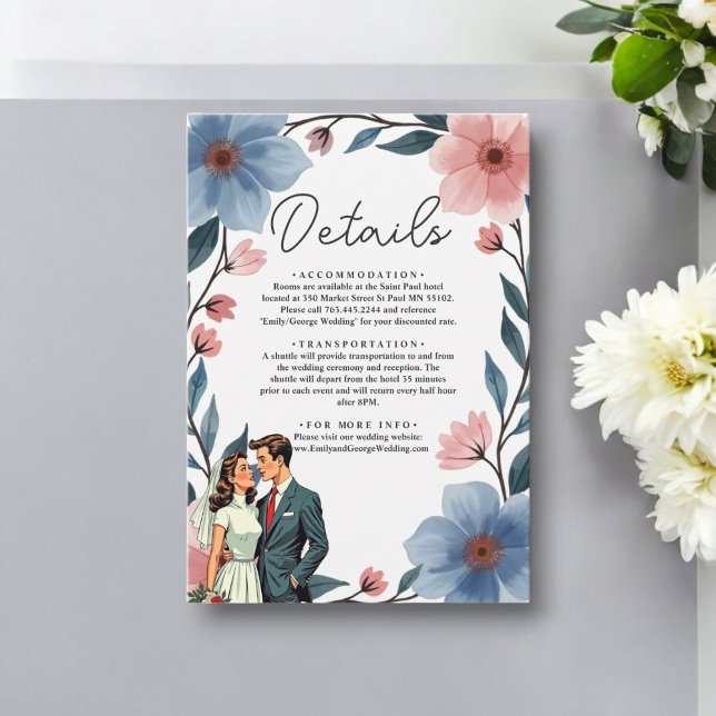 Elegant Romantic Couple Watercolor Floral Wedding Enclosure Card (Creator Uploaded)