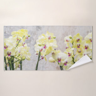 Elegant Romantic Cream & Lilac Orchids Bath Towel