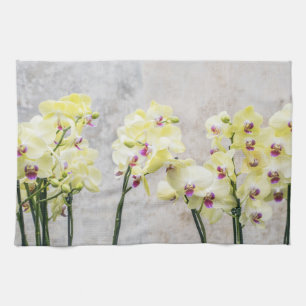 Elegant Romantic Cream & Lilac Orchids Tea Towel