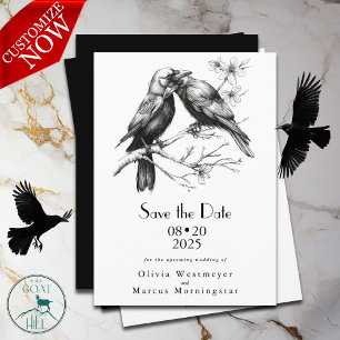 Elegant Romantic Crow Lovers  Invitation