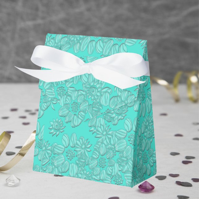 Elegant Romantic Daisies Floral Turquoise Wedding Favour Box (Elegant Romantic Daisies Floral Turquoise Wedding Favor Box)
