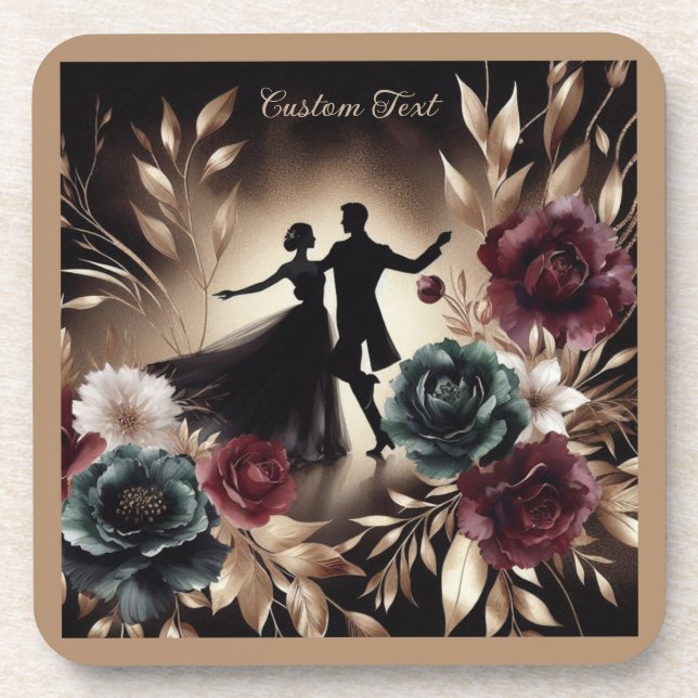 Elegant Romantic Dancing Couple Personalized Coaster (Front)