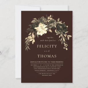 Elegant Romantic Dark Chocolate QR Code Wedding Invitation