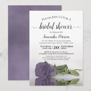 Elegant Romantic Dusty Purple Rose Bridal Shower Invitation
