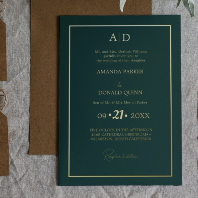 Elegant & Romantic Emerald Green Monogram Wedding (Creator Uploaded)