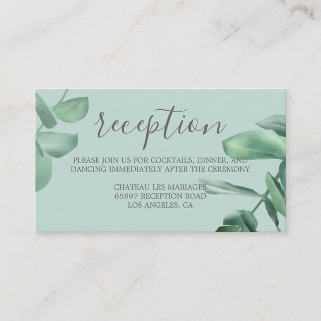 Elegant romantic eucalyptus botanical contemporary enclosure card (Front)