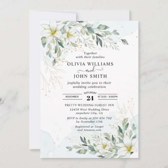 Elegant Romantic Eucalyptus Greenery - F001 Invita Invitation (Front)