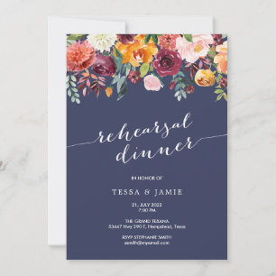 Elegant Romantic Fall Rehearsal Dinner Invitation