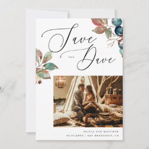 Elegant Romantic Fall Wedding   Watercolor Photo Save The Date
