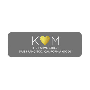 Elegant romantic faux gold heart wedding grey