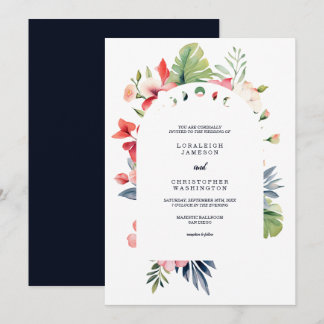 Elegant Romantic Floral Arch Tropical Wedding Invitation