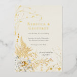 Elegant Romantic Floral Ferns Save the Date Gold<br><div class="desc">Elegant Romantic Floral Ferns Save the Date Gold Foil Invitation</div>