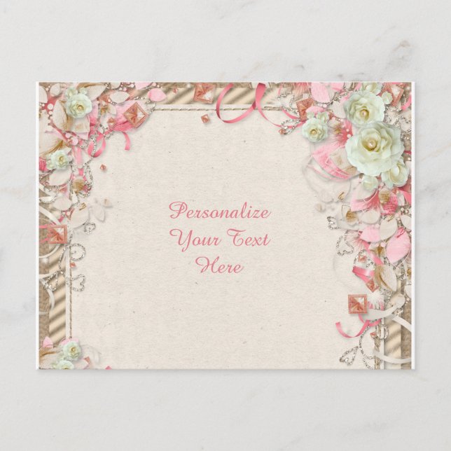 Elegant & Romantic Floral Garden Flower Canopy Announcement Postcard (Front)