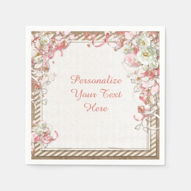 Elegant & Romantic Floral Garden Flower Canopy Napkin (Front)