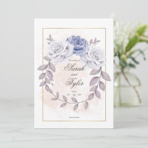 Elegant Romantic Floral Rose Watercolor Wedding Invitation