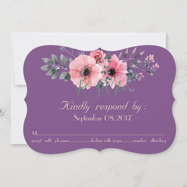 Elegant Romantic  Floral RSVP Invitation (Front)