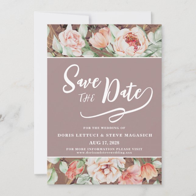 Elegant Romantic Floral Save The Date (Front)