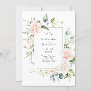Elegant Romantic Floral Watercolor Script Wedding Invitation