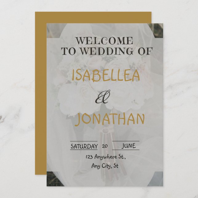 Elegant Romantic Floral Wedding Invitation (Front/Back)