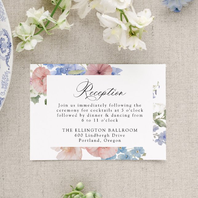 Elegant Romantic Floral Wedding Reception Enclosure Card (Creator Uploaded)