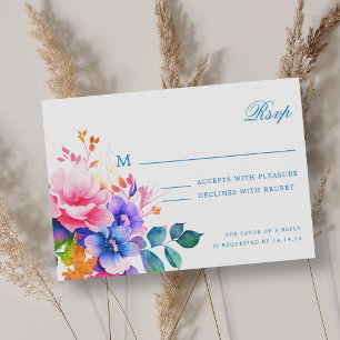 Elegant Romantic Floral Wedding RSVP Rainbow