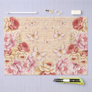 Elegant Romantic Florals & Butterflies Decoupage Tissue Paper