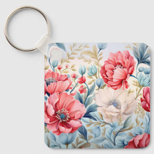 Elegant Romantic Flower Botanical Garden Key Ring