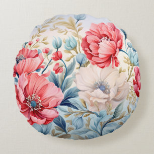 Elegant Romantic Flower Botanical Garden Round Cushion