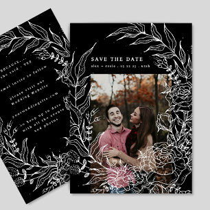 Elegant Romantic Flower Wreath White Wedding Photo Save The Date