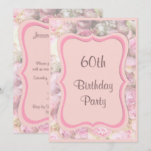 Elegant & Romantic Framed Bouquet 60th Birthday Invitation