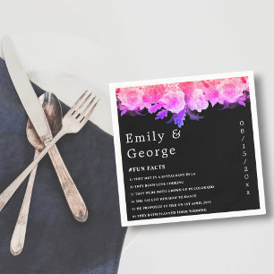 Elegant Romantic Glow Roses Neon Floral Wedding Napkin