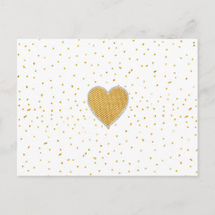 Elegant romantic gold heart faux glitter dots postcard