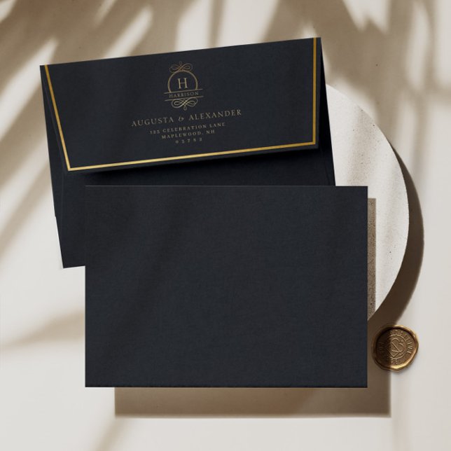 Elegant Romantic Gold Monogram Classy Wedding Envelope (Creator Uploaded)