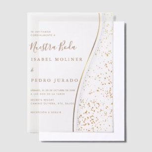 Elegant Romantic Gold Nuestra Boda Spanish Wedding Vellum Invitations