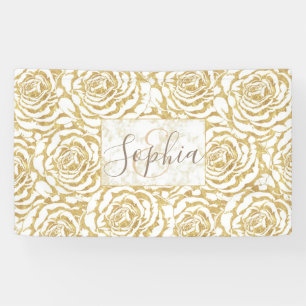 Elegant romantic gold roses pattern image banner