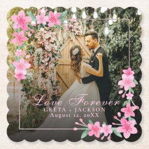 Elegant Romantic Happy Valentine's Day photo Paper Coaster
