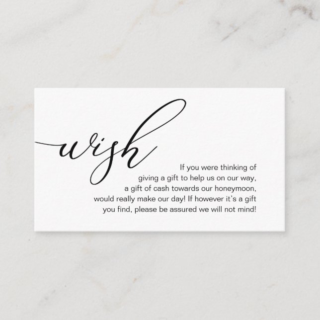 Elegant Romantic, Honeymoon Wish, Money Cash Enclosure Card (Front)