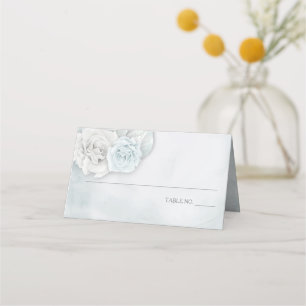 Elegant Romantic Ice Blue Roses Place Card
