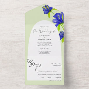 Elegant Romantic Iris Flowers Hand-painted All In One Invitation