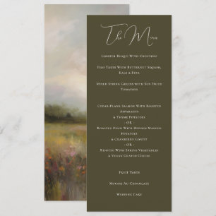 Elegant Romantic Landscape Painting Green Wedding Menu