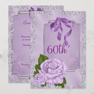 Elegant Romantic Lilac Roses & Bows 60th Invitation