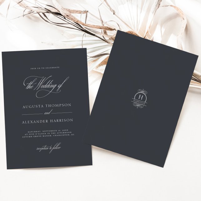 Elegant Romantic Monogram Classy Wedding Invitation (Creator Uploaded)